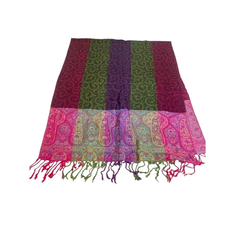 100% Pashmina Scarf Wrap Shawl Paisley Boho Stripe Fringe